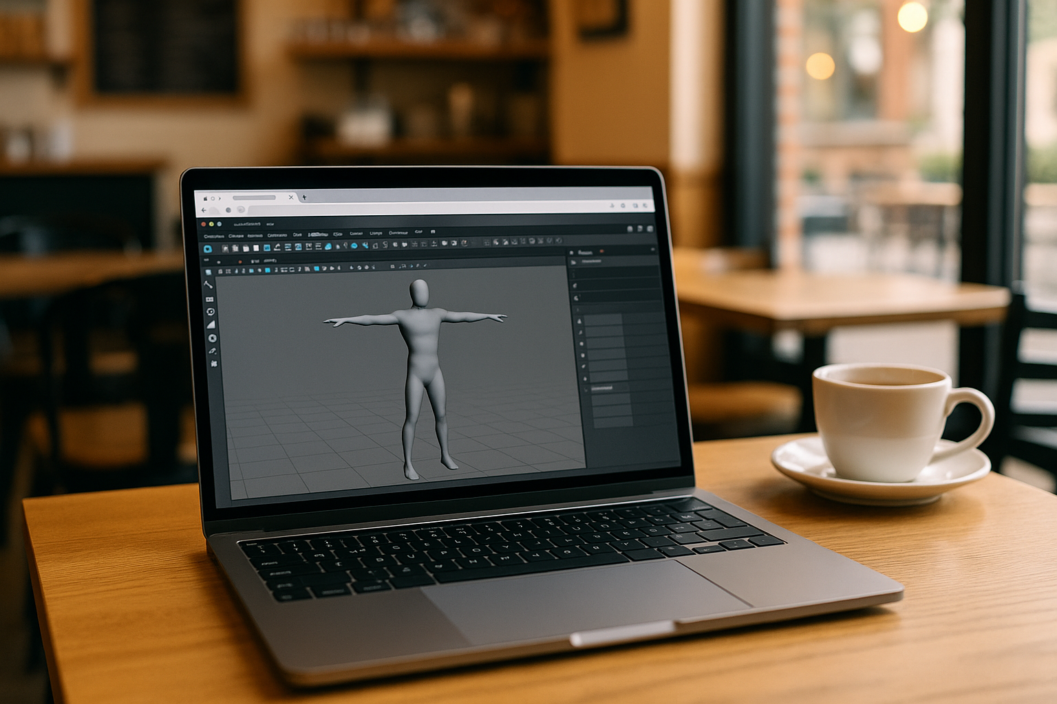 Professional designer working with Maya 3D graphics software on Mac using cloud PC