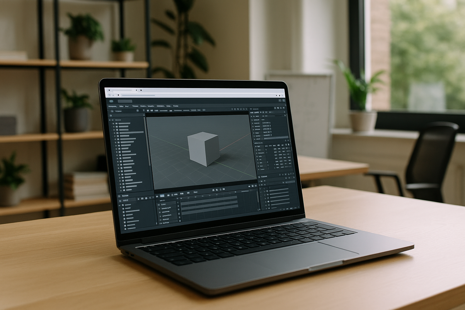 Professional using Cloud Rendering for 3D production on MacBook