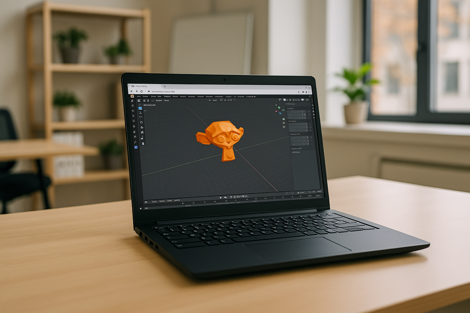 User utilizing Linux Blender on cloud PC for 3D design