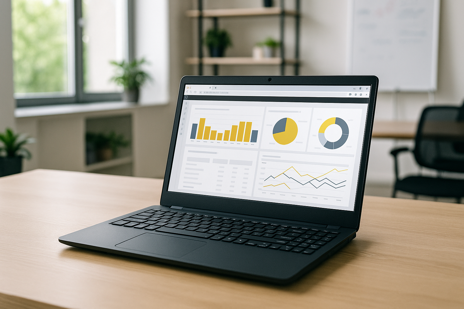 Data analyst utilizing Power BI Cloud on a budget laptop