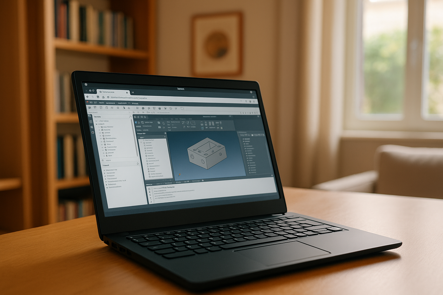 User operating FreeCAD for Linux via cloud PC solution