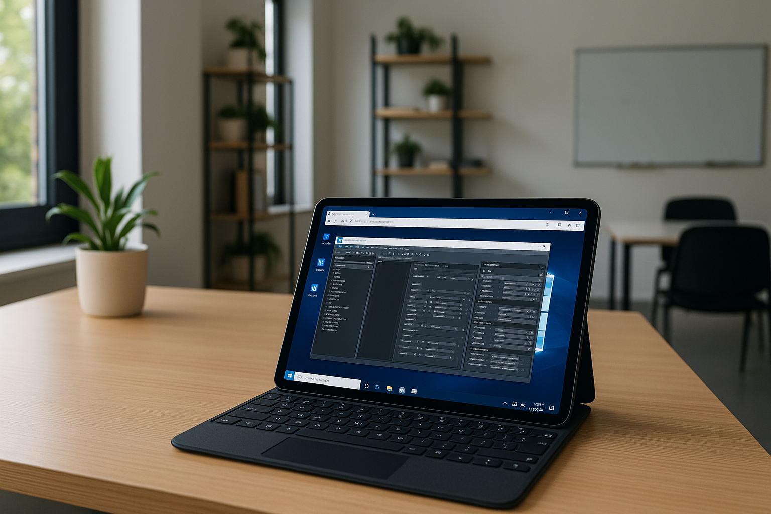 Designer utilizing iPad VM for professional tasks via cloud PC