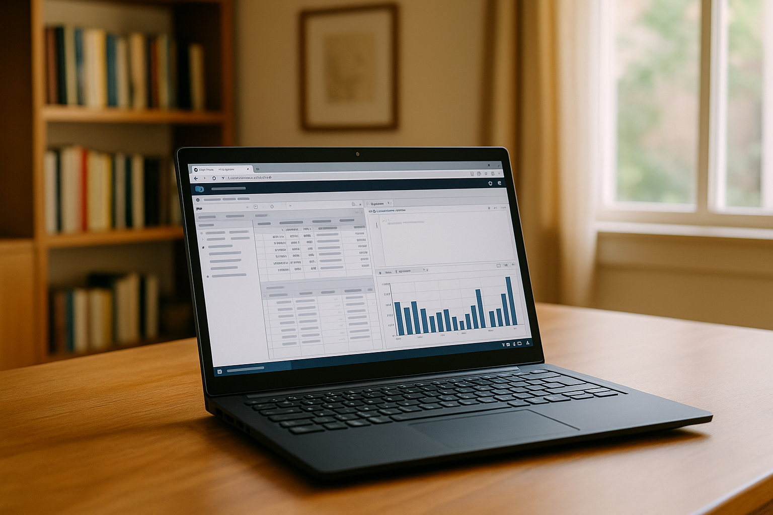 User performing analytics using Cloud PostgreSQL on laptop