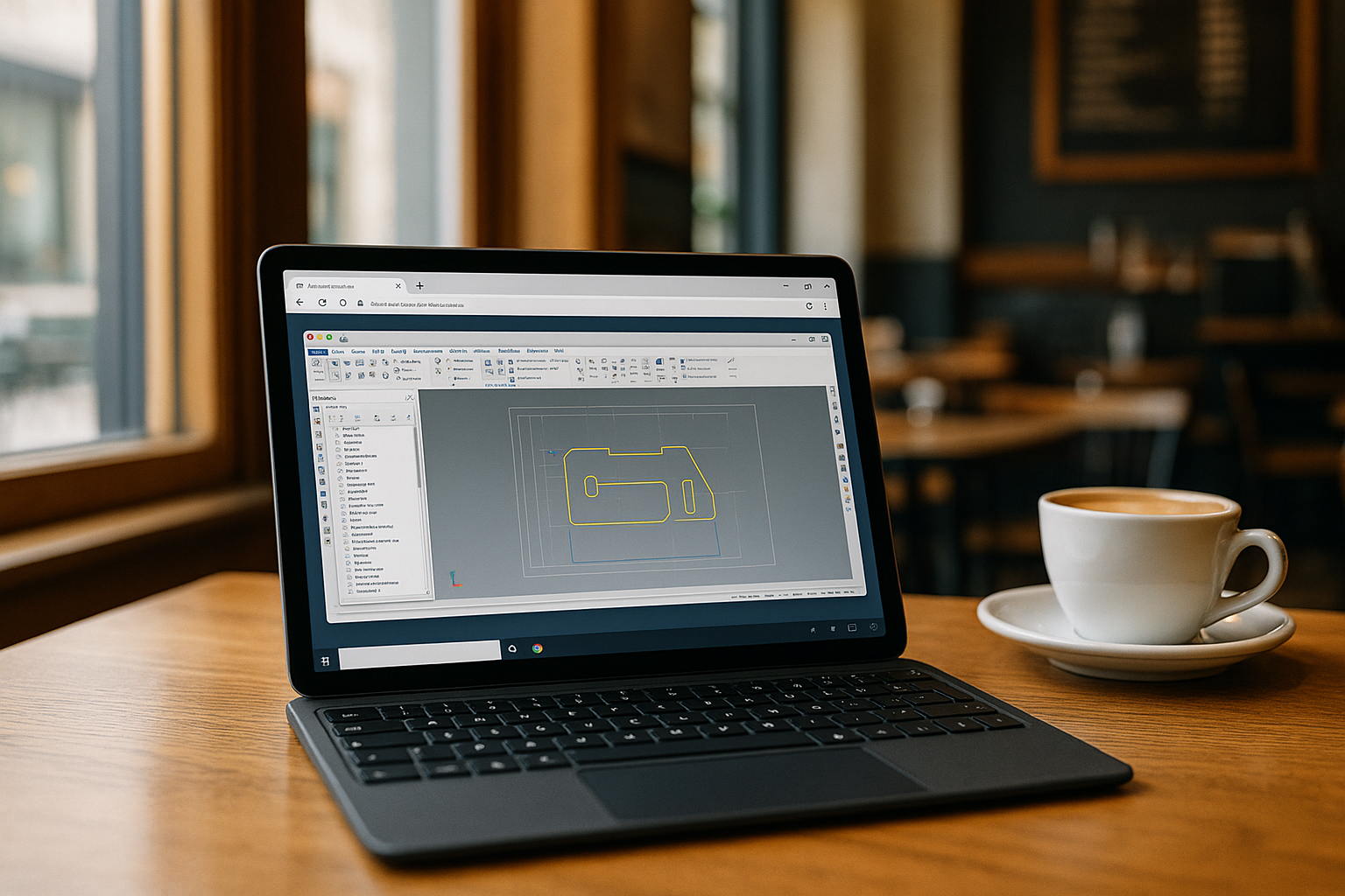 User utilizing Mastercam Software on lightweight device via cloud PC