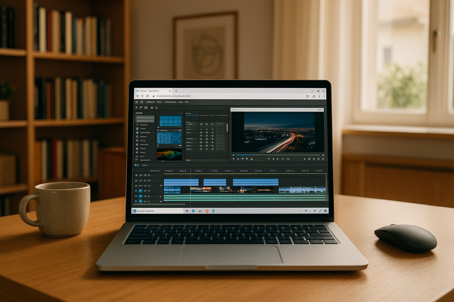 Editor running Software Vegas Pro on a cloud PC from a browser-based workspace