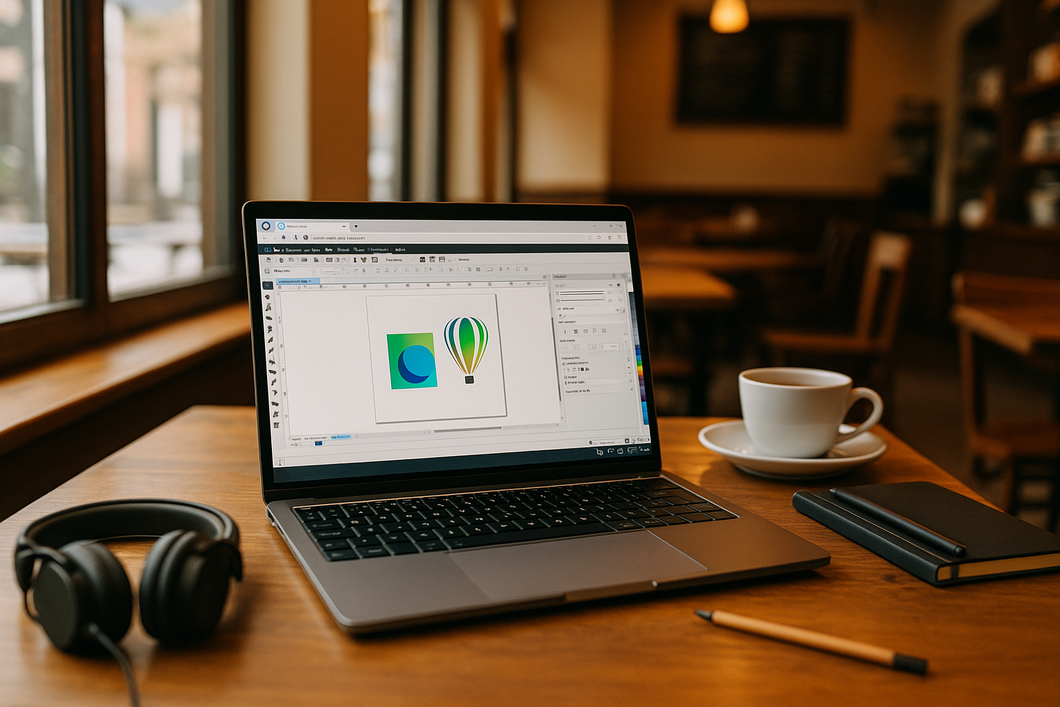 Designer using Software CorelDRAW through a cloud PC workspace in a web browser