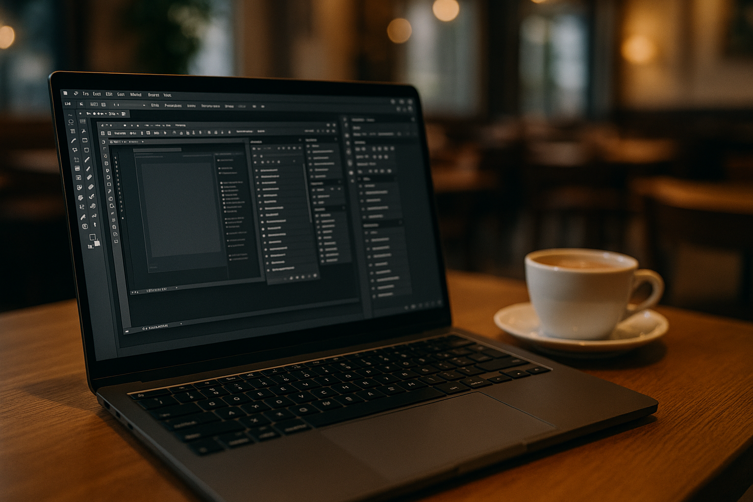 Cloud PC Lifeline When Software Won’t Launch - modern laptop with professional desktop software in café