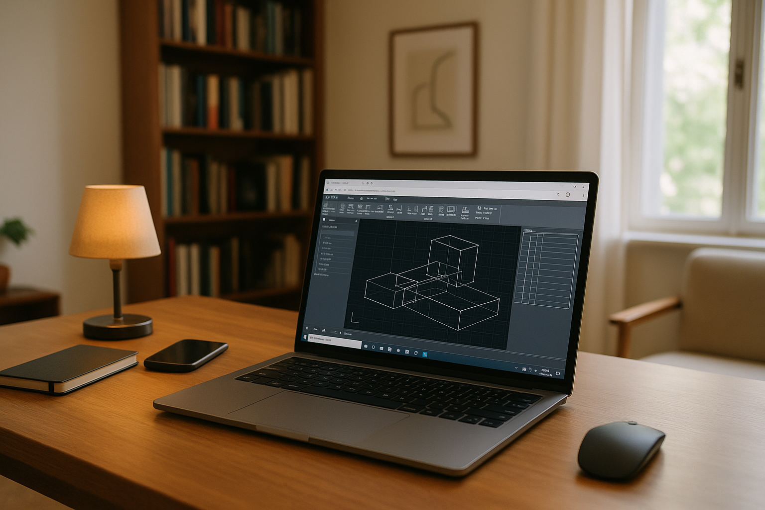 Engineer using AutoCAD 3D Online through a cloud PC from a browser-based desktop as hardware alternative