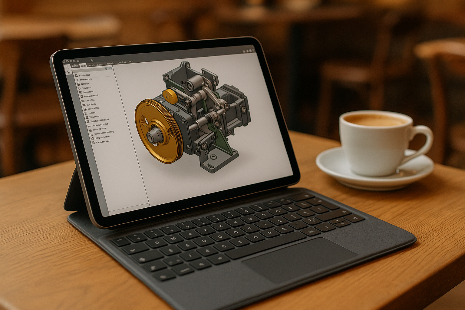 When iPad Inventor Must Match Your Desktop Workflow - iPad with Inventor in café