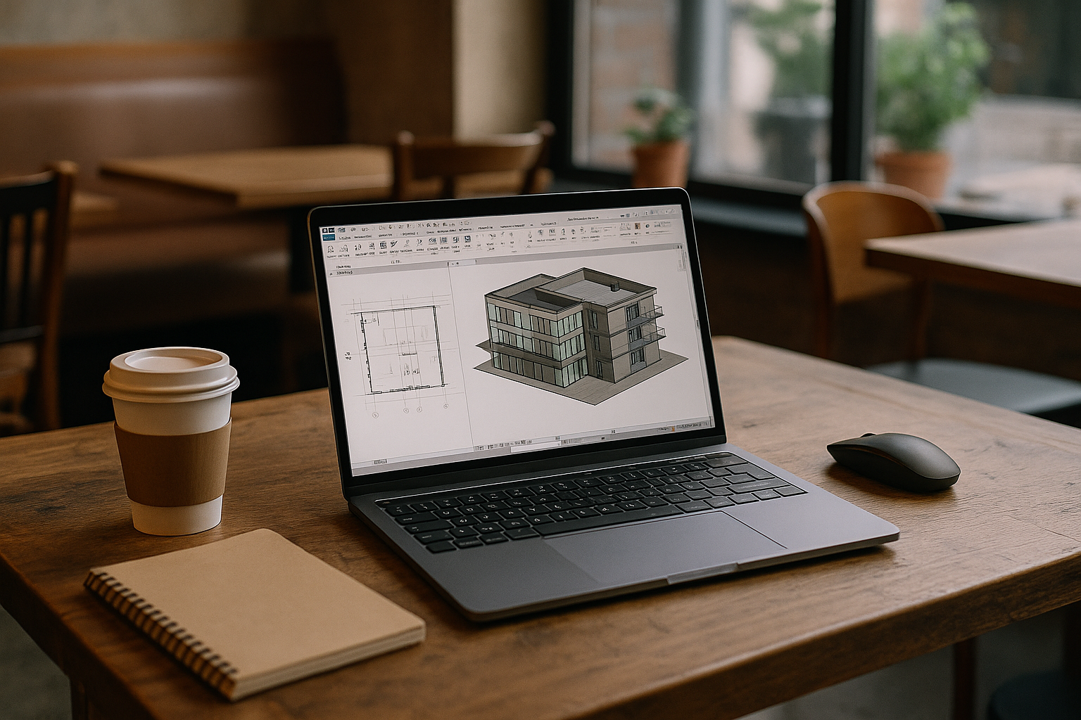 BIM designer working with Revit for Mac on a MacBook using cloud PC