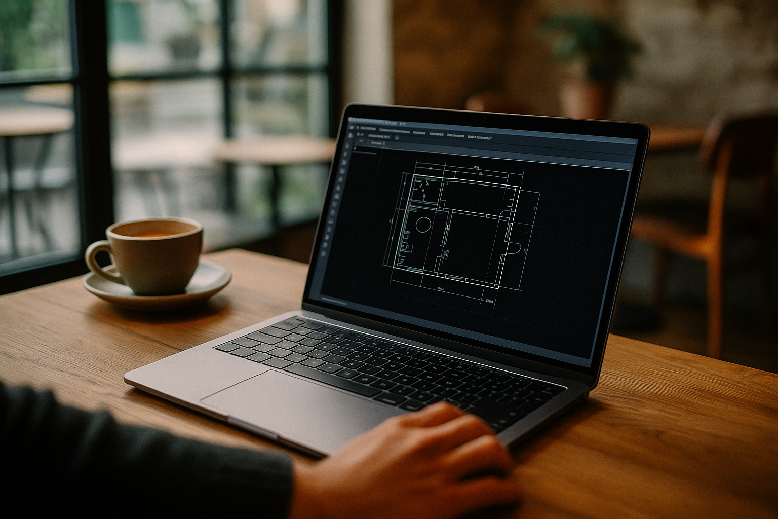 Professional using AutoCAD for Mac on MacBook through cloud PC