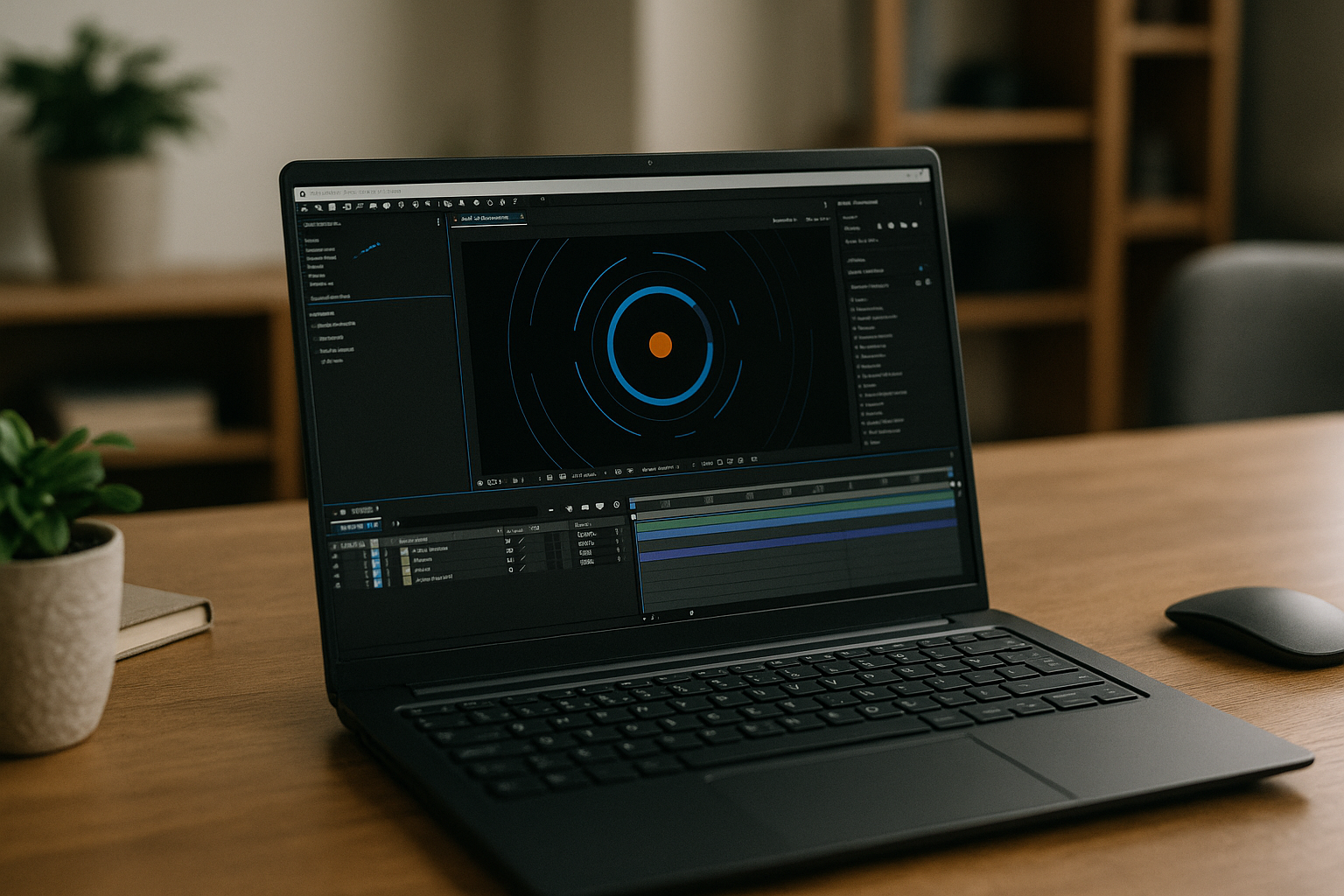 Motion designer working with After Effects for Linux in a browser workspace