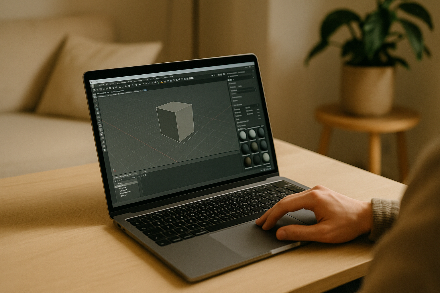 3D Designer Using Virtual Machine in a Browser on MacBook 3D designer accessing virtual machine in a browser on MacBook