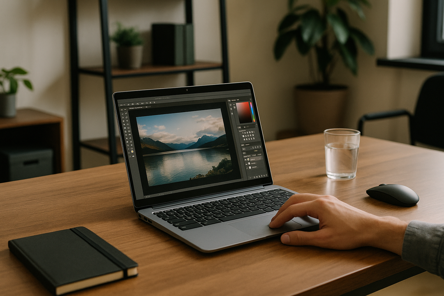 User utilizing Photoshop across platforms on Chromebook through cloud PC