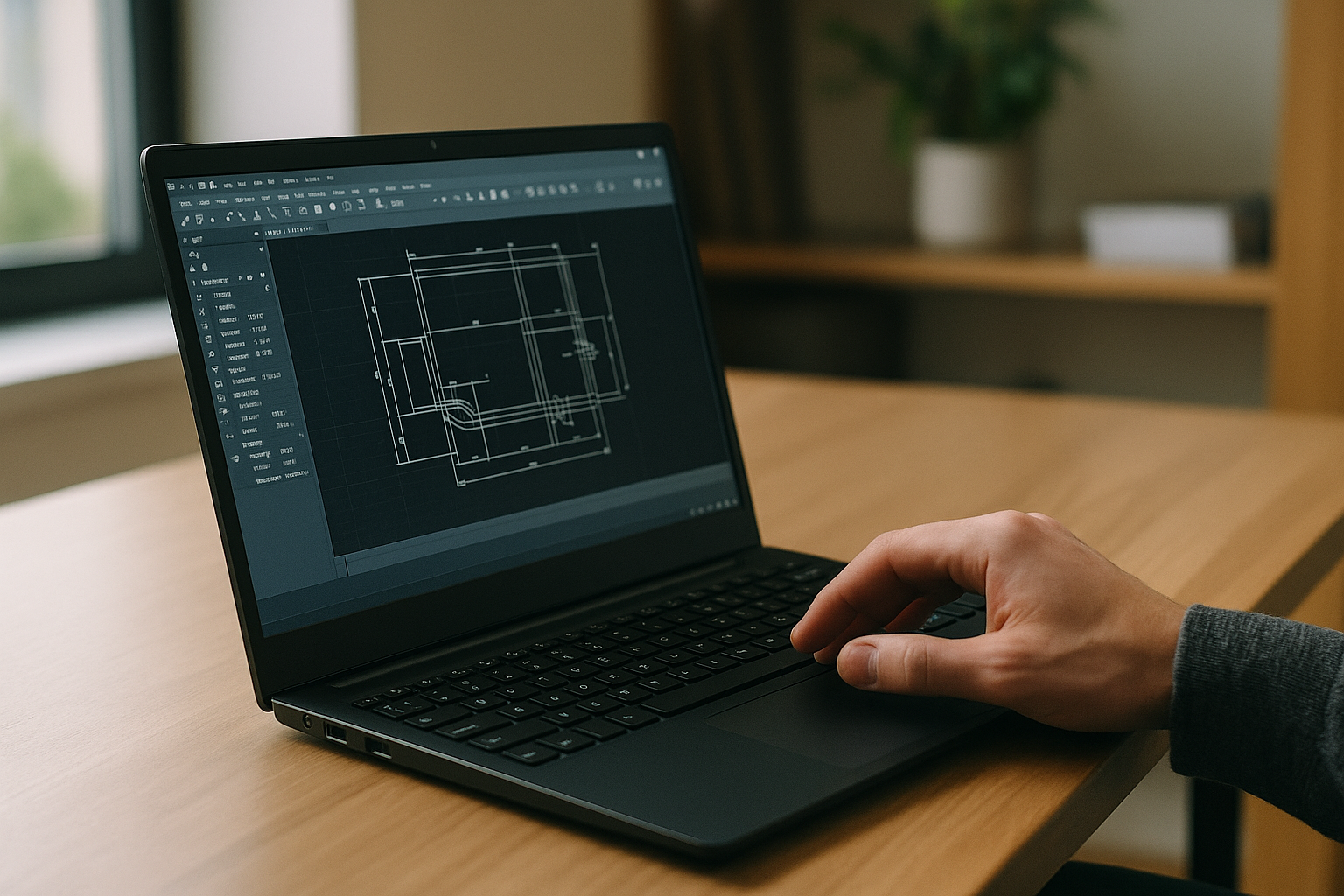 Engineer running AutoCAD alternative for Linux on laptop through cloud PC