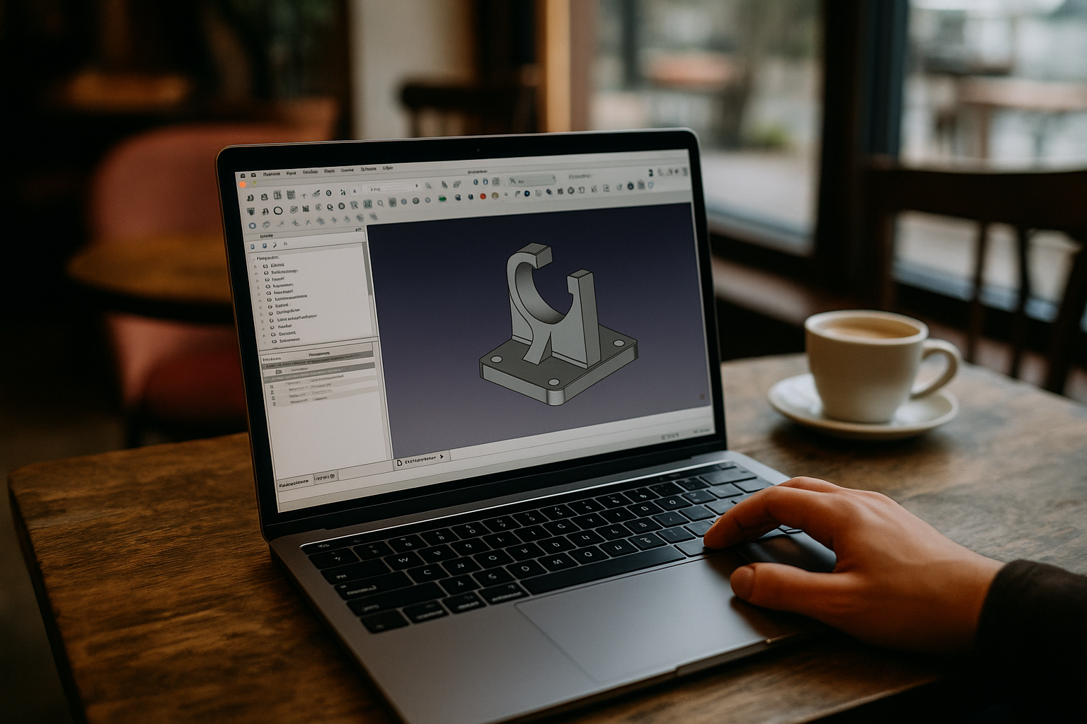 User accessing FreeCAD program through cloud PC on MacBook