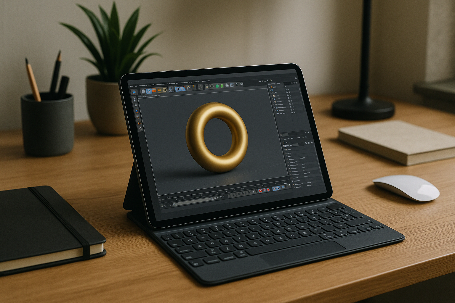 3D designer using Cinema 4D on iPad through cloud PC browser