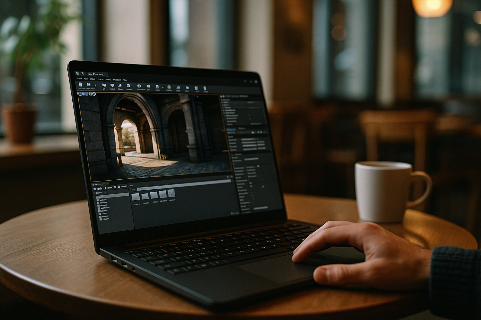 Developer using Unreal Engine for Linux on cloud PC for game design
