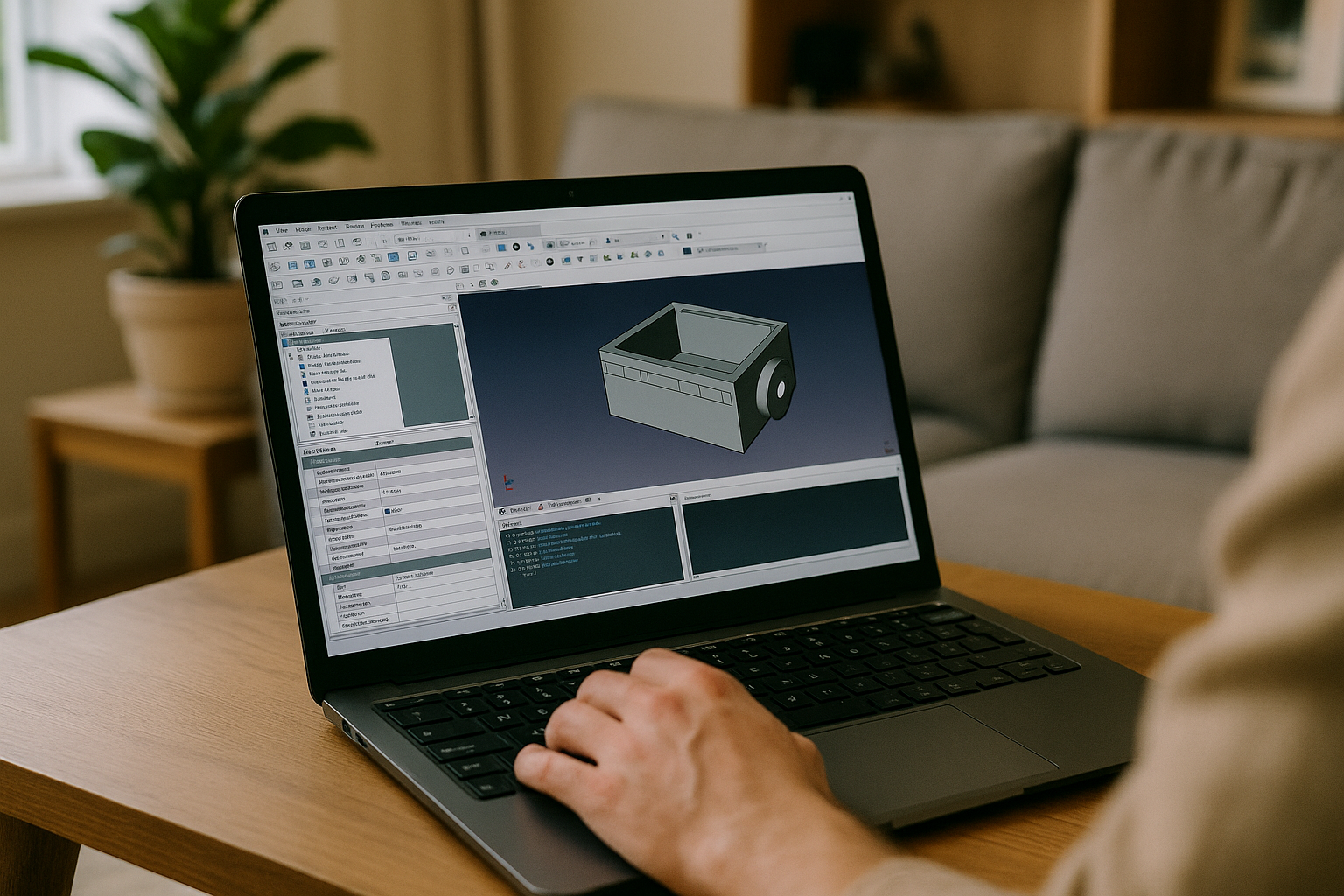 Engineer running FreeCAD for Linux on desktop via cloud PC