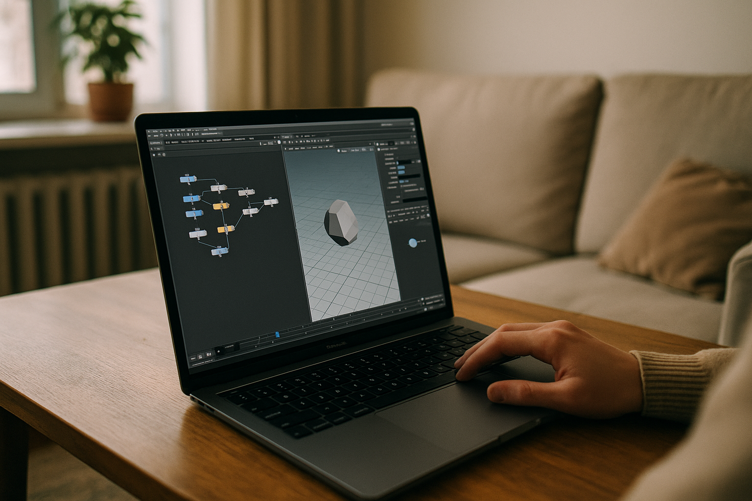 Creative professional using Houdini on Mac OS X through cloud PC