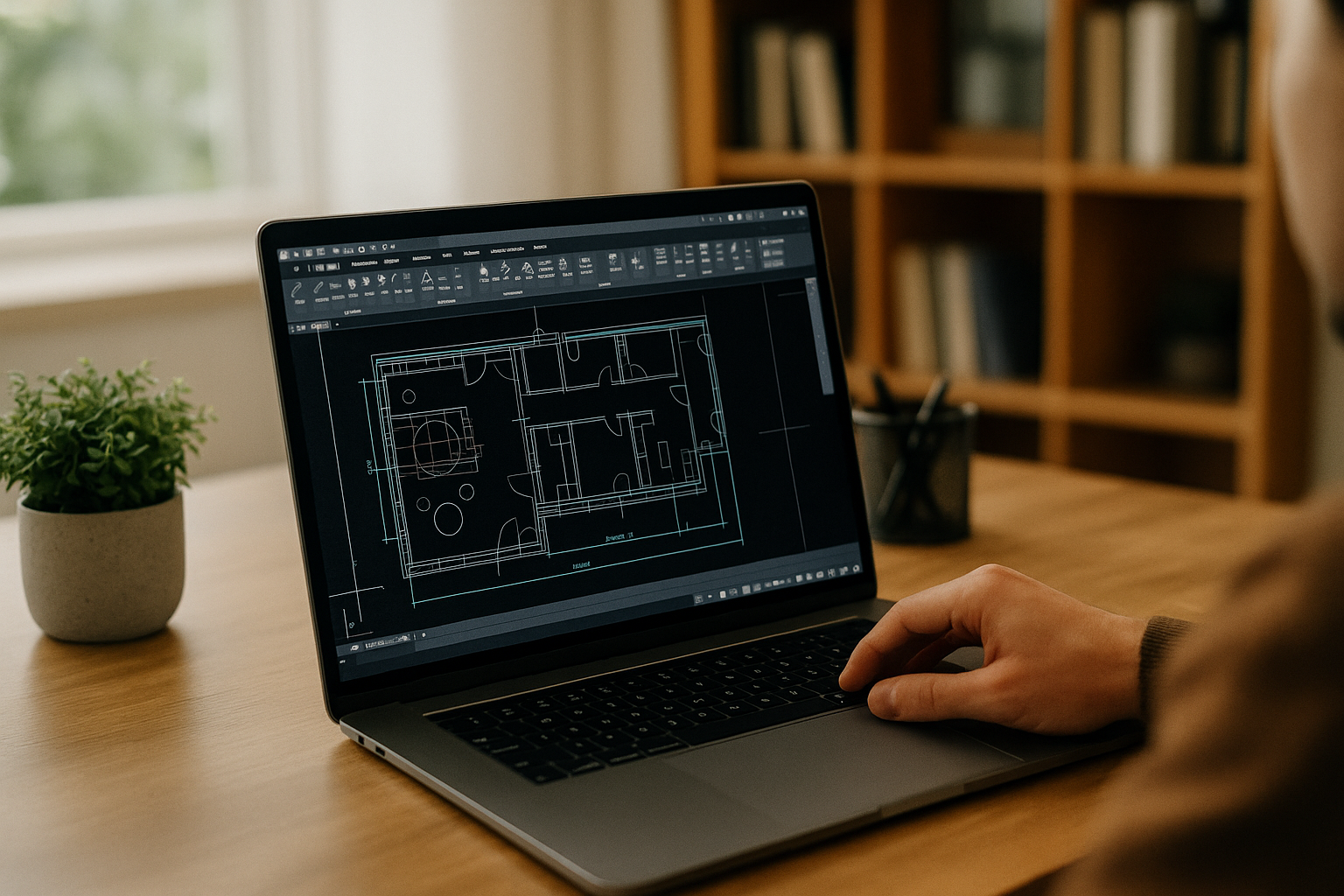 Using Cloud Based AutoCAD on MacBook Engineer working with cloud based AutoCAD on a MacBook through a browser