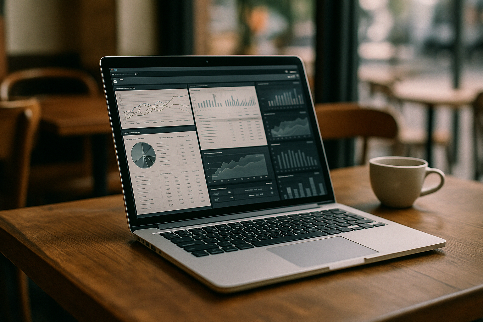 Professional user analyzing data with Cloud PostgreSQL on laptop