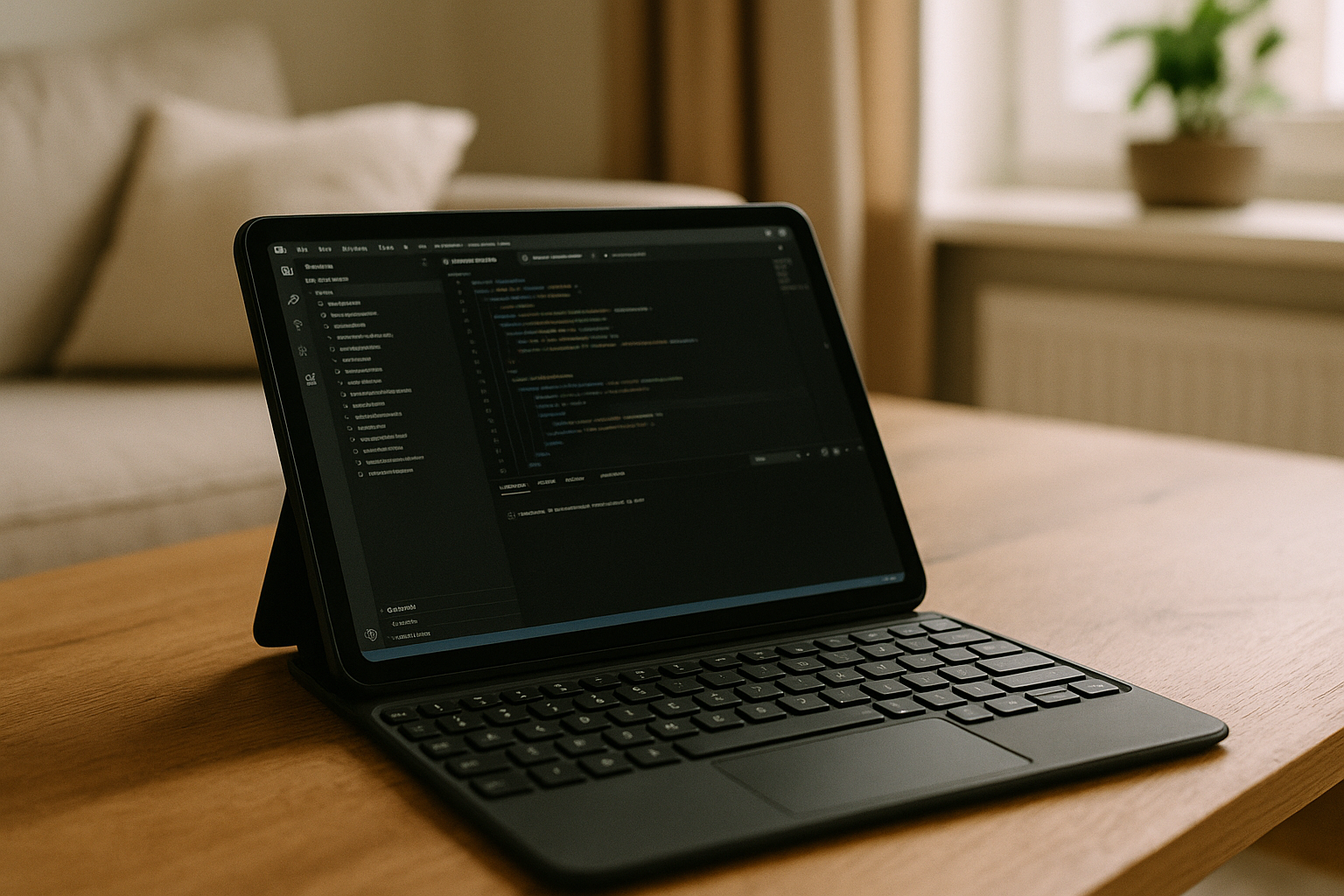 Professional using Visual Studio Code for Android in cloud PC workspace