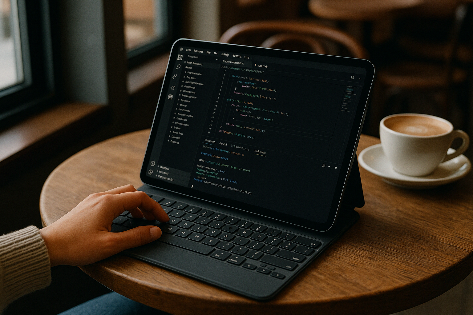 Developer accessing Visual Studio Code for Android in cloud PC environment