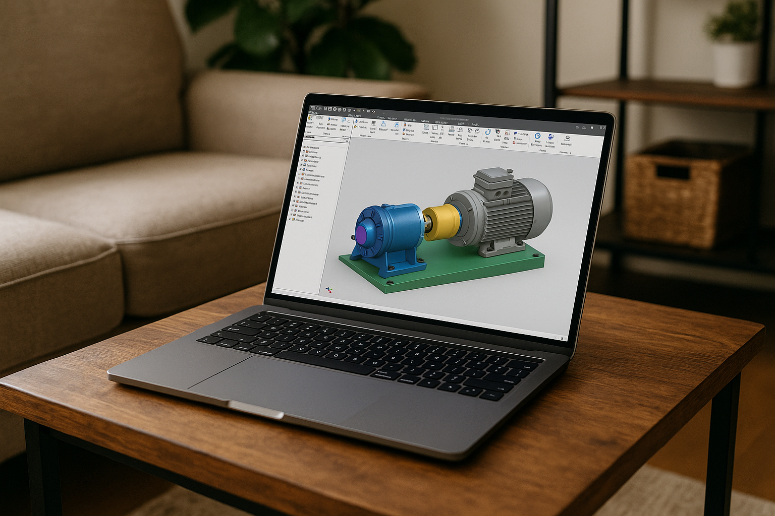Engineer accessing Autodesk Inventor Nastran on a laptop through a cloud PC