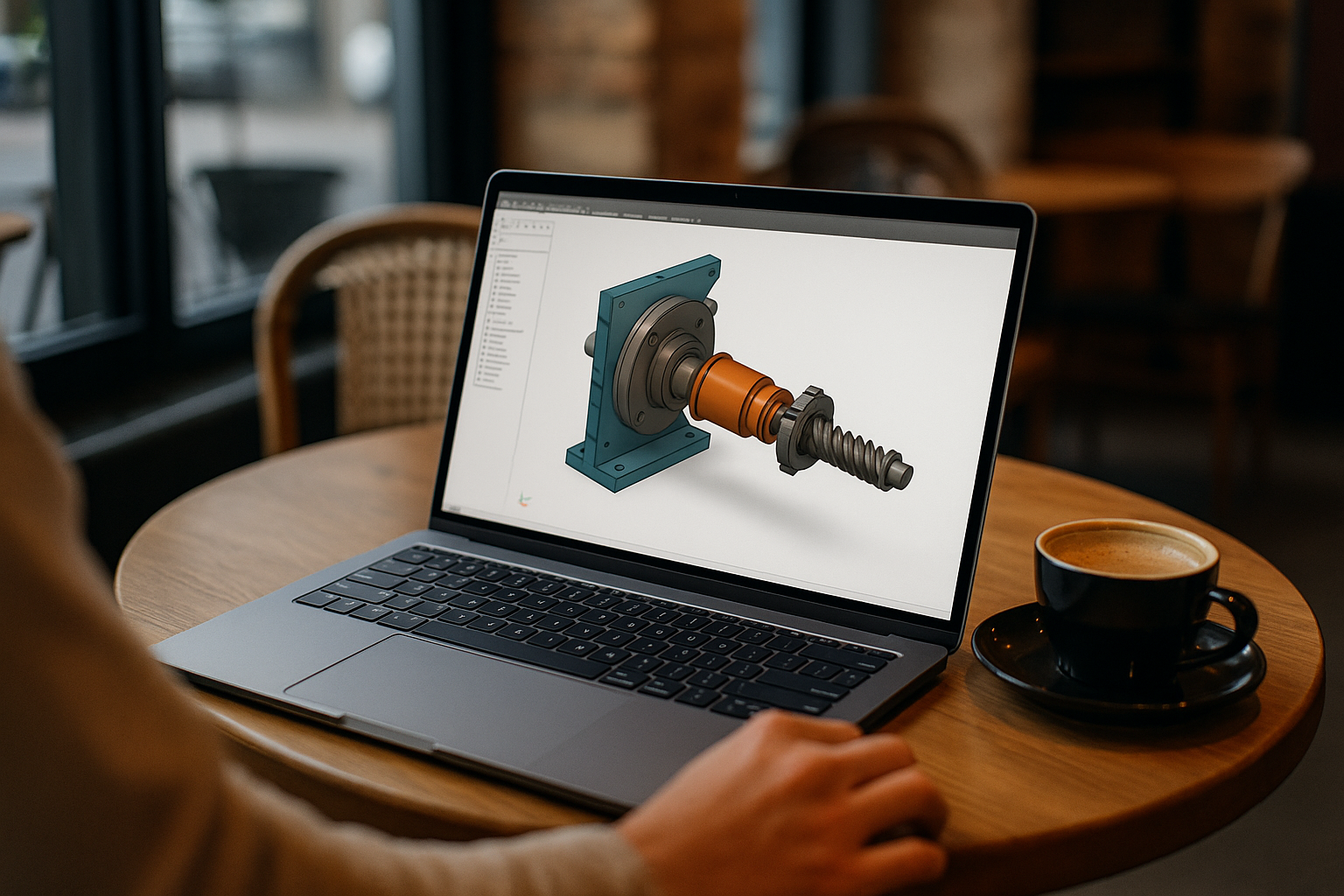 Using Autodesk Inventor Nastran in Browser Engineer accessing Autodesk Inventor Nastran on a laptop through a cloud PC browser
