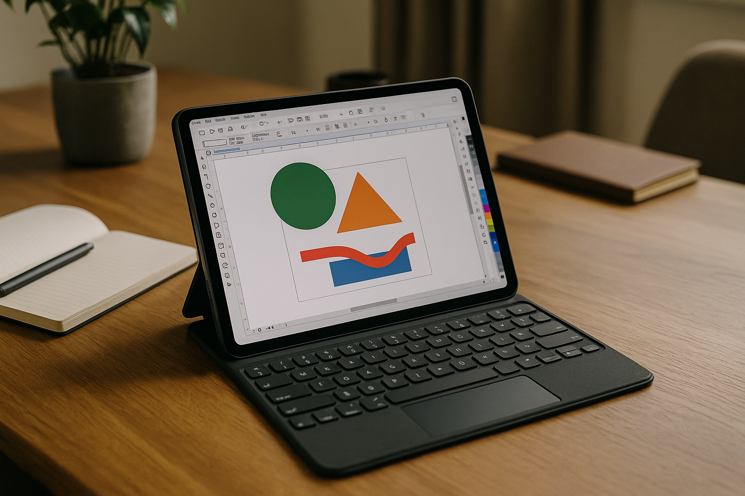 Graphic designer running CorelDRAW for Android on an iPad through cloud PC