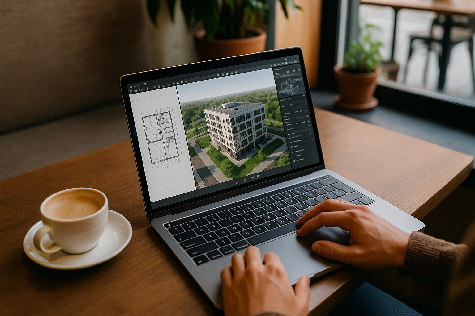 Architect using Twinmotion Direct Link in cloud PC for architectural models