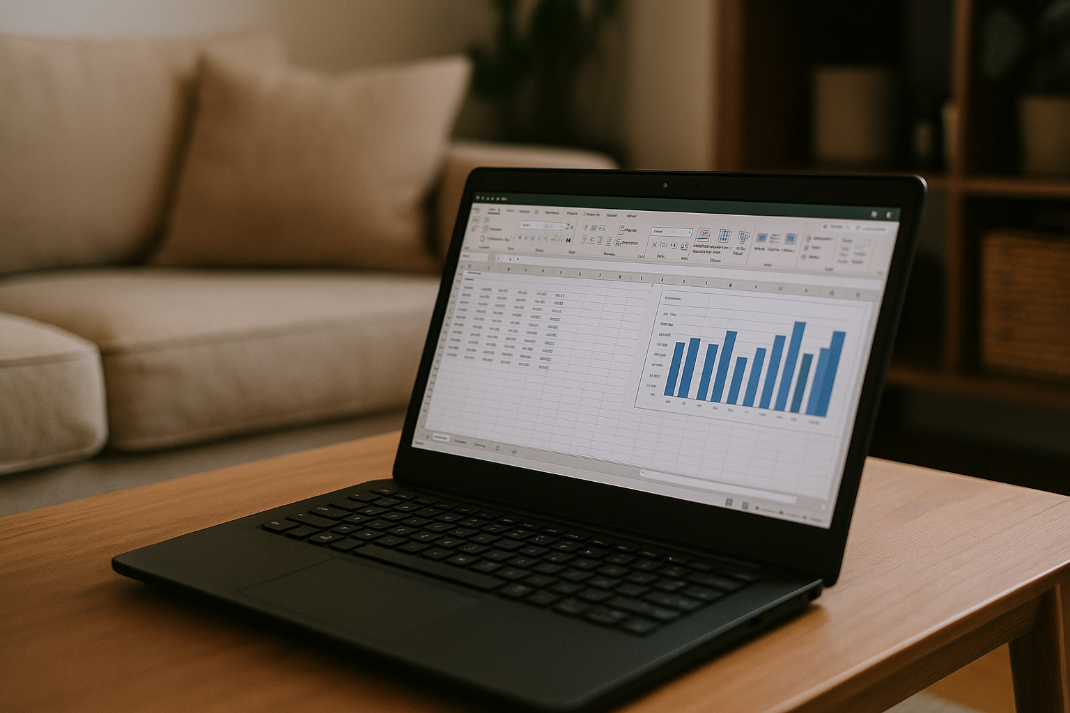 Professional using Microsoft Excel for Linux on laptop via cloud PC