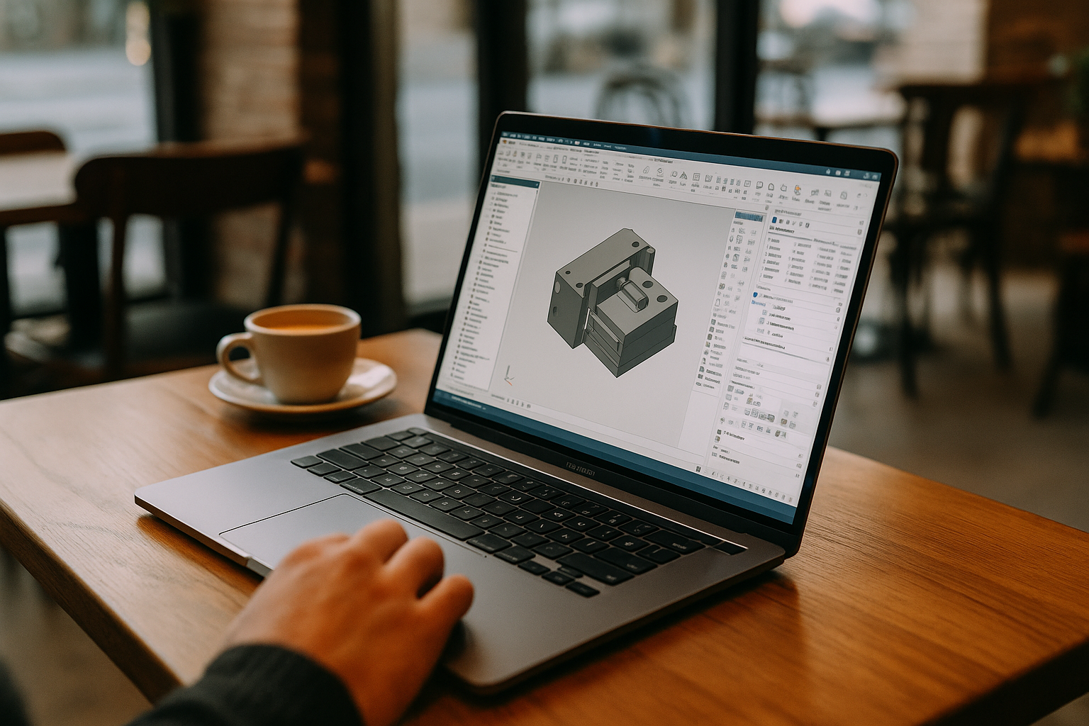 User operating Solid Edge for Mac through cloud PC in browser