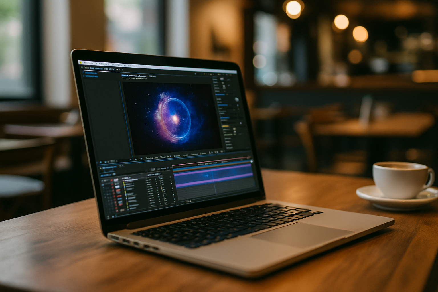 Motion designer using After Effects Online Editor on a laptop via cloud PC