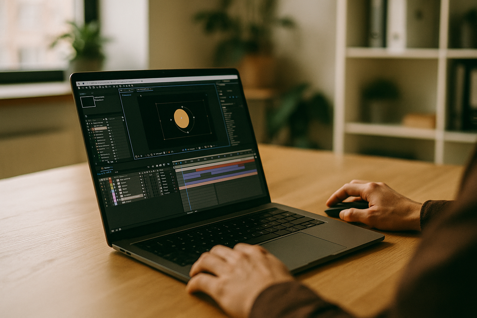 Team members accessing After Effects Online Editor on laptop via cloud PC