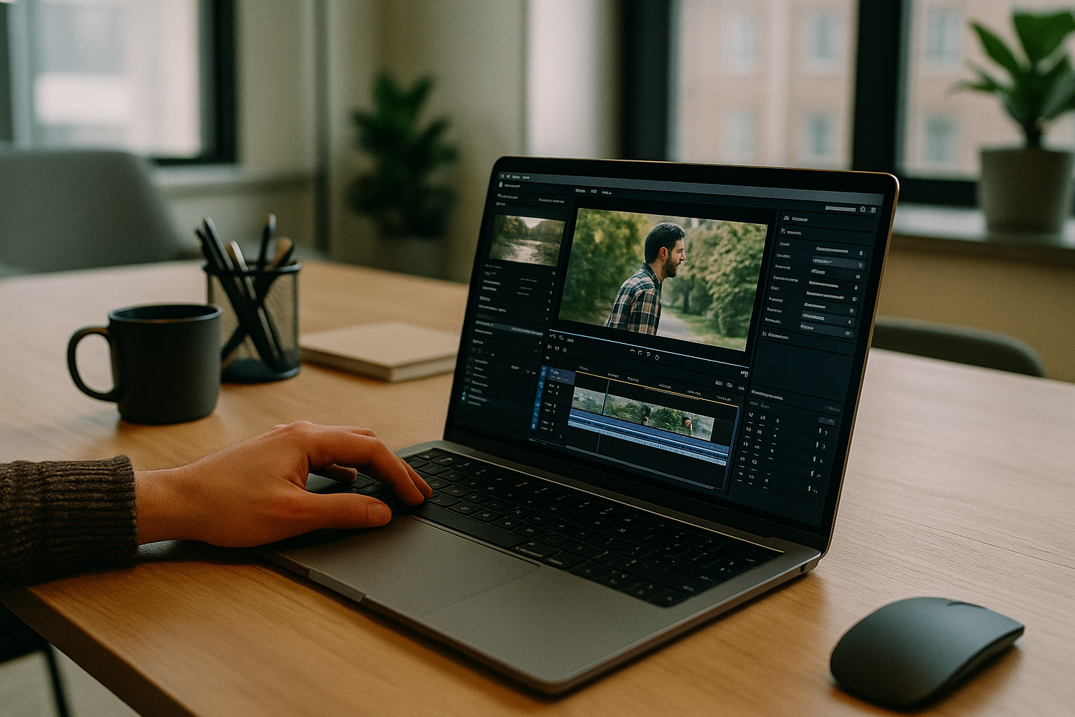 User utilizing Video AI Topaz Labs on MacBook using cloud PC