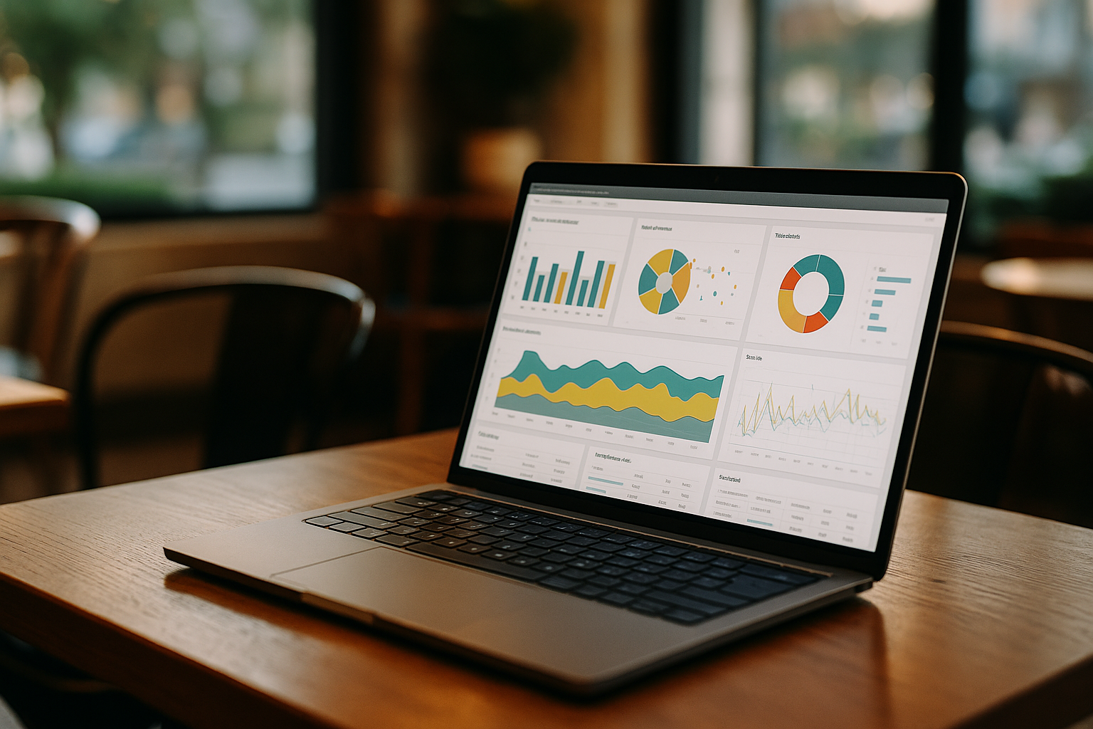 Data analyst using Power BI learning on laptop through cloud PC