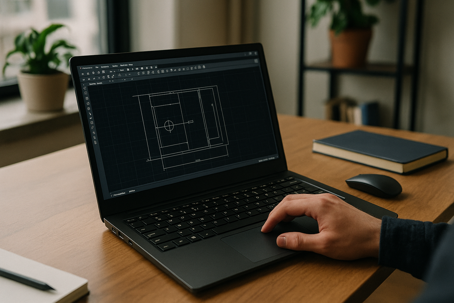Using AutoCAD Software for Linux on Laptop Engineer utilizing AutoCAD Software for Linux through cloud PC on laptop