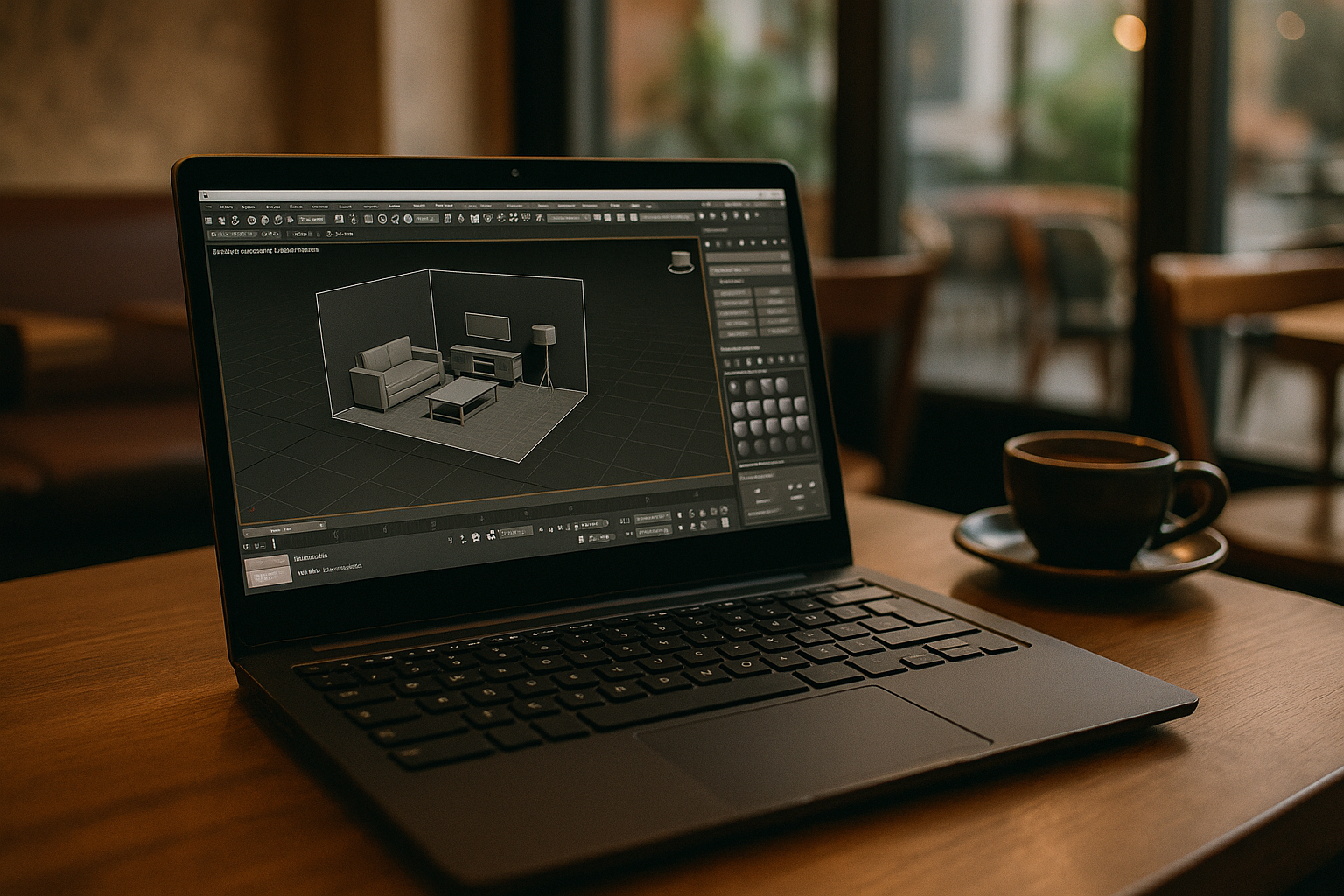 3D designer utilizing 3ds Max online editor in a browser