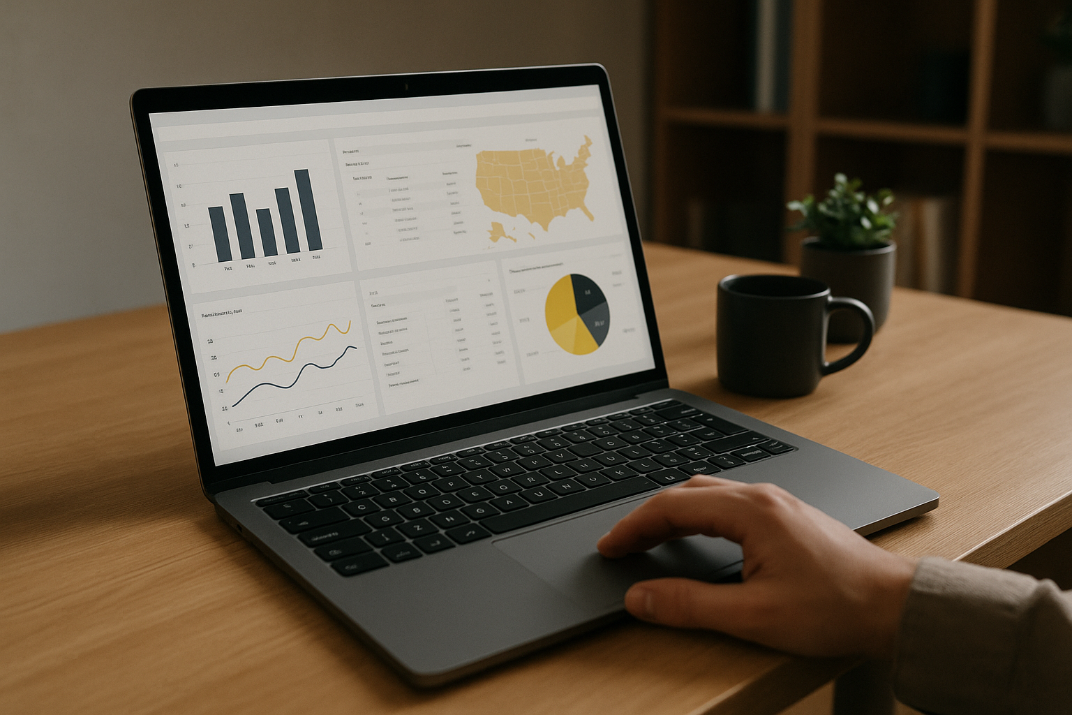 Data analyst accessing Power BI guide on laptop through browser
