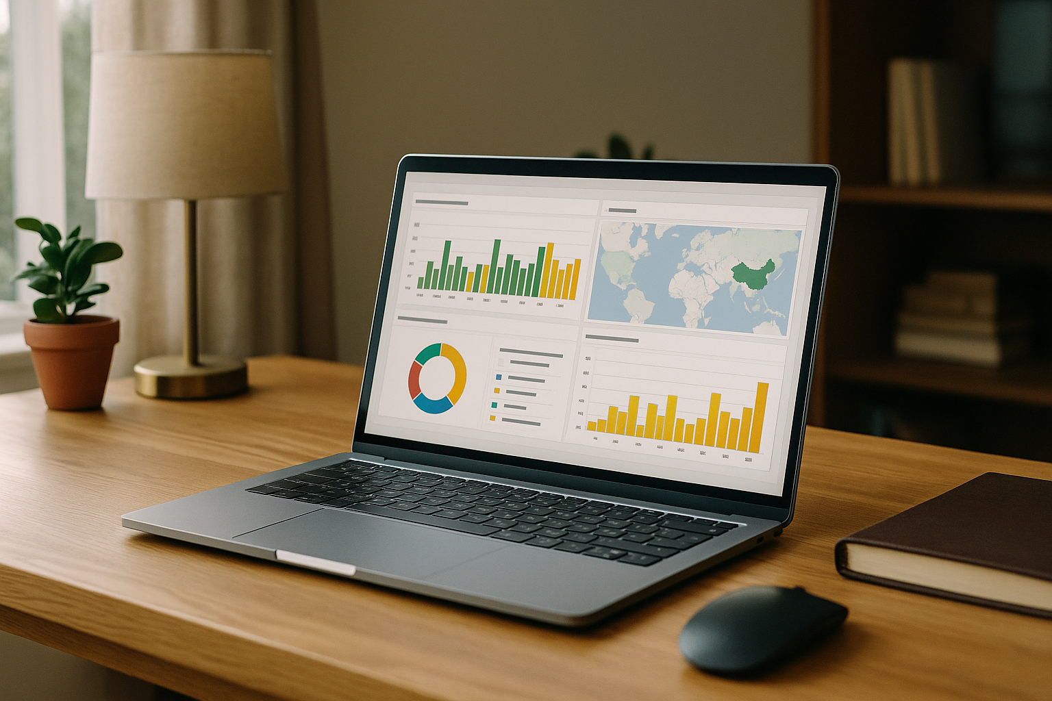Power BI User Guide on Laptop in Browser Data analyst utilizing Power BI User Guide on laptop in browser