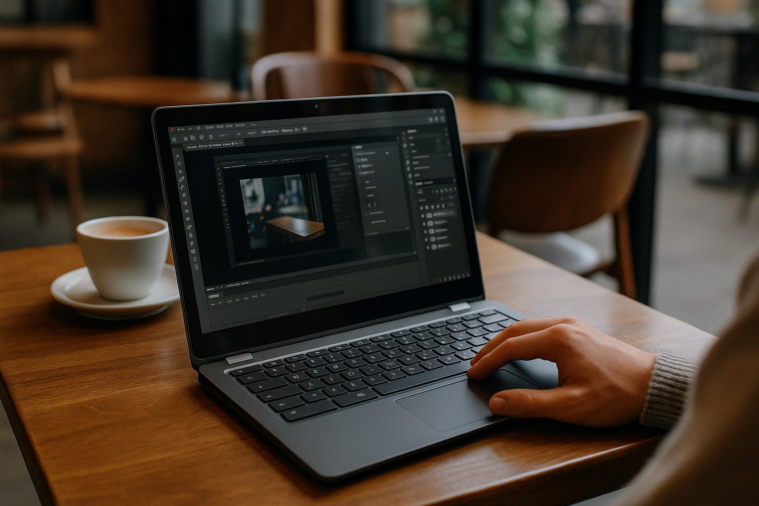 User working with Adobe Software on Chromebook through cloud PC