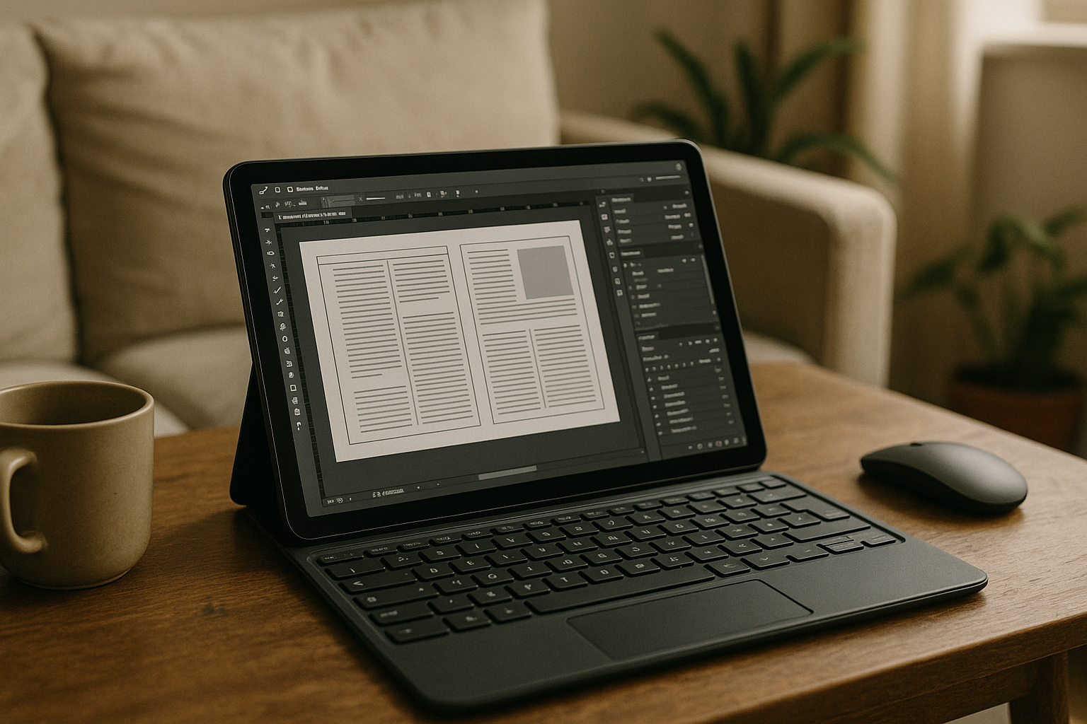 Professional accessing InCopy online on an Android tablet via a browser