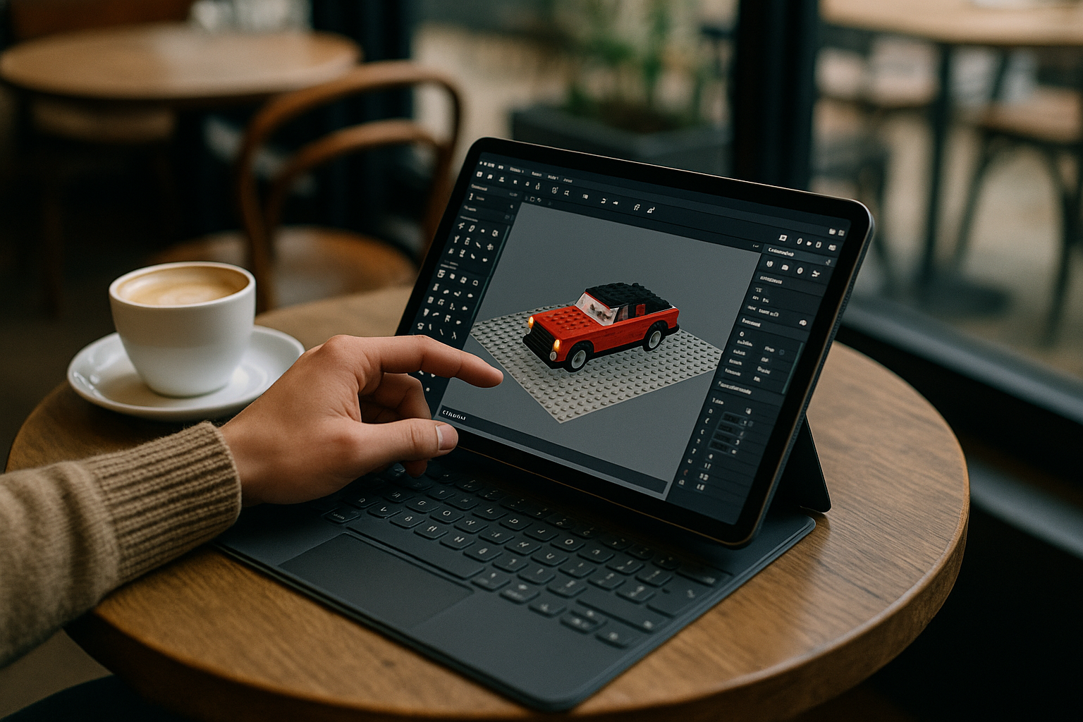 User working with Bricklink Studio iPad through cloud PC solution
