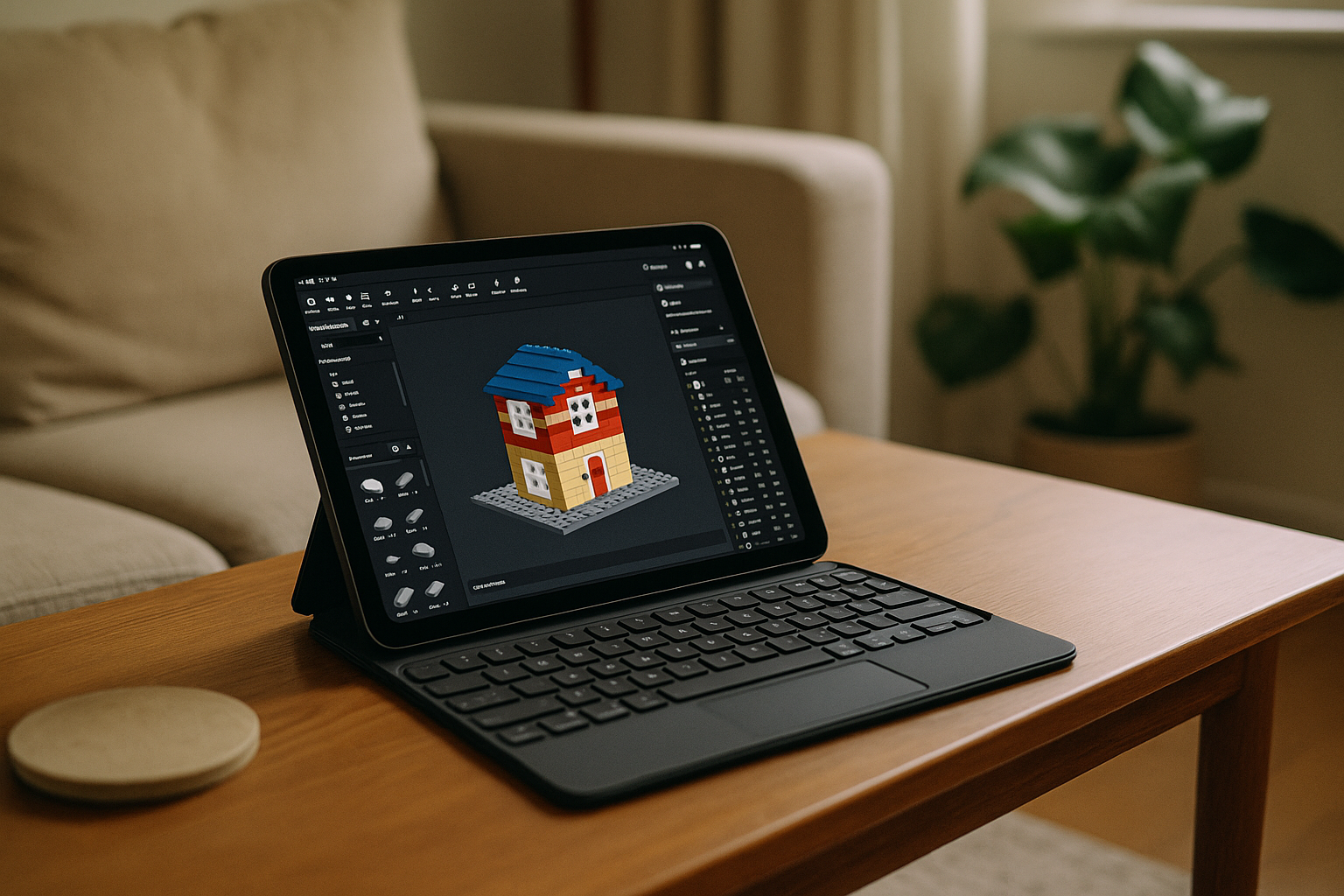 Professional using Bricklink Studio iPad in a cloud PC workspace