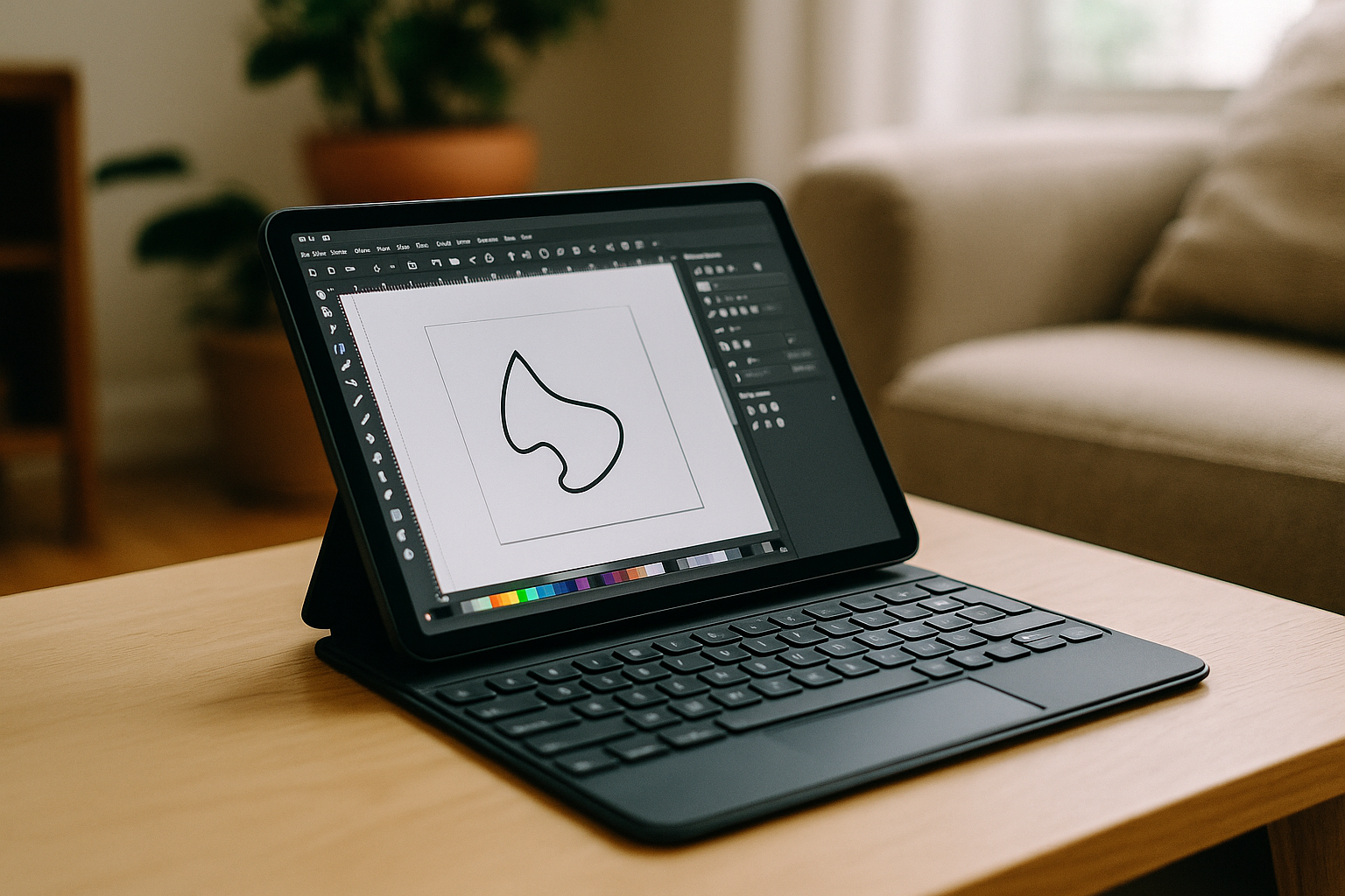 Professional using Inkscape for iPad on mobile device via cloud PC