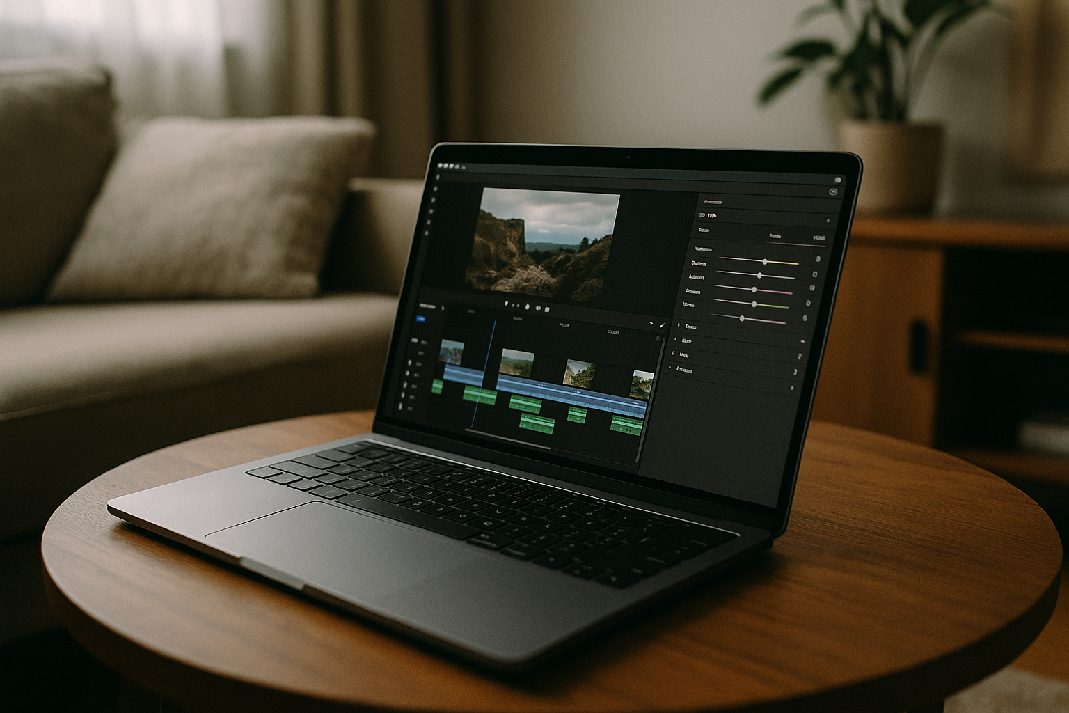 Video editor working with Premiere Rush online in a browser workspace