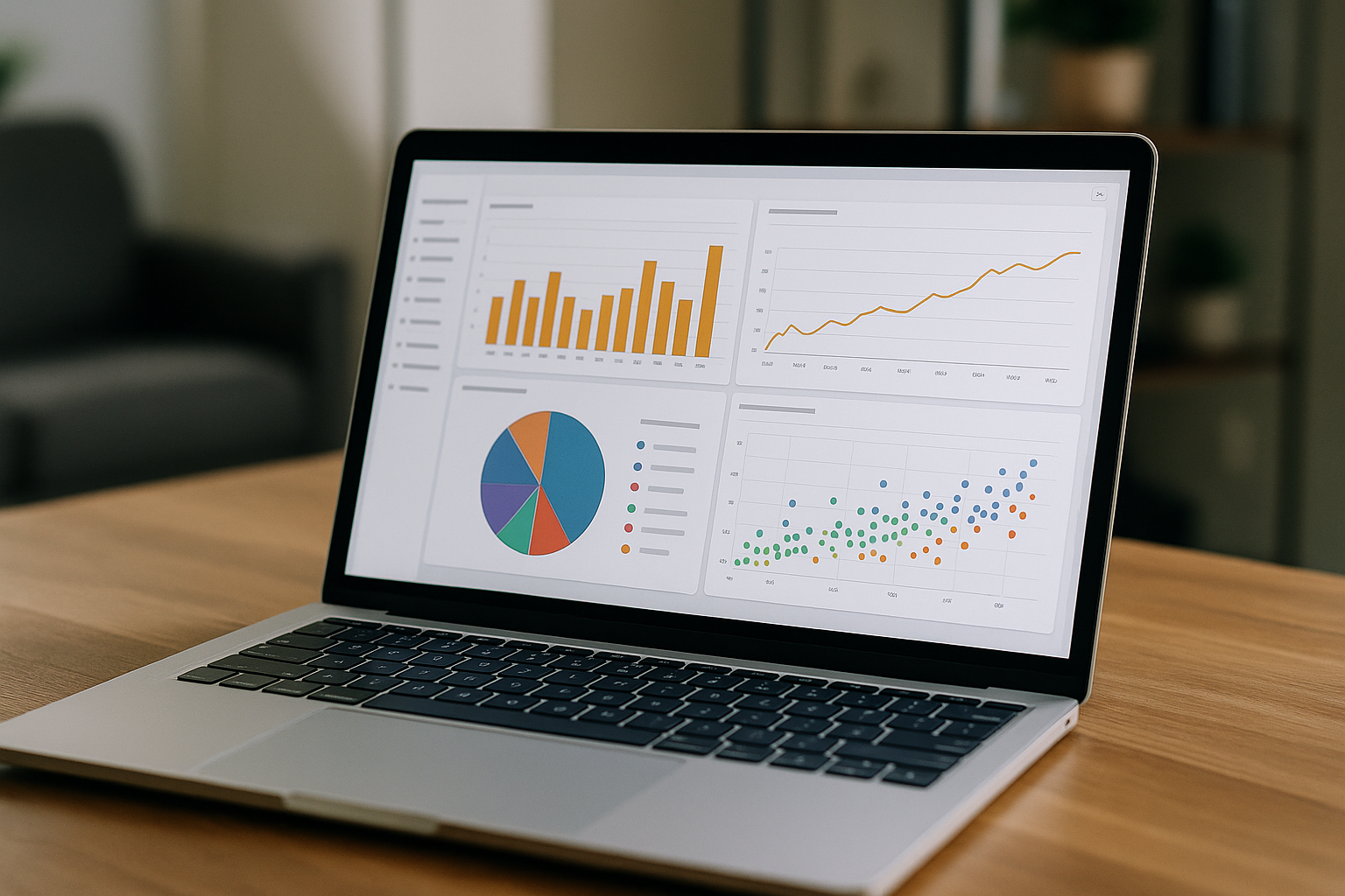 Data analyst utilizing Plotly in Power BI through cloud PC on laptop
