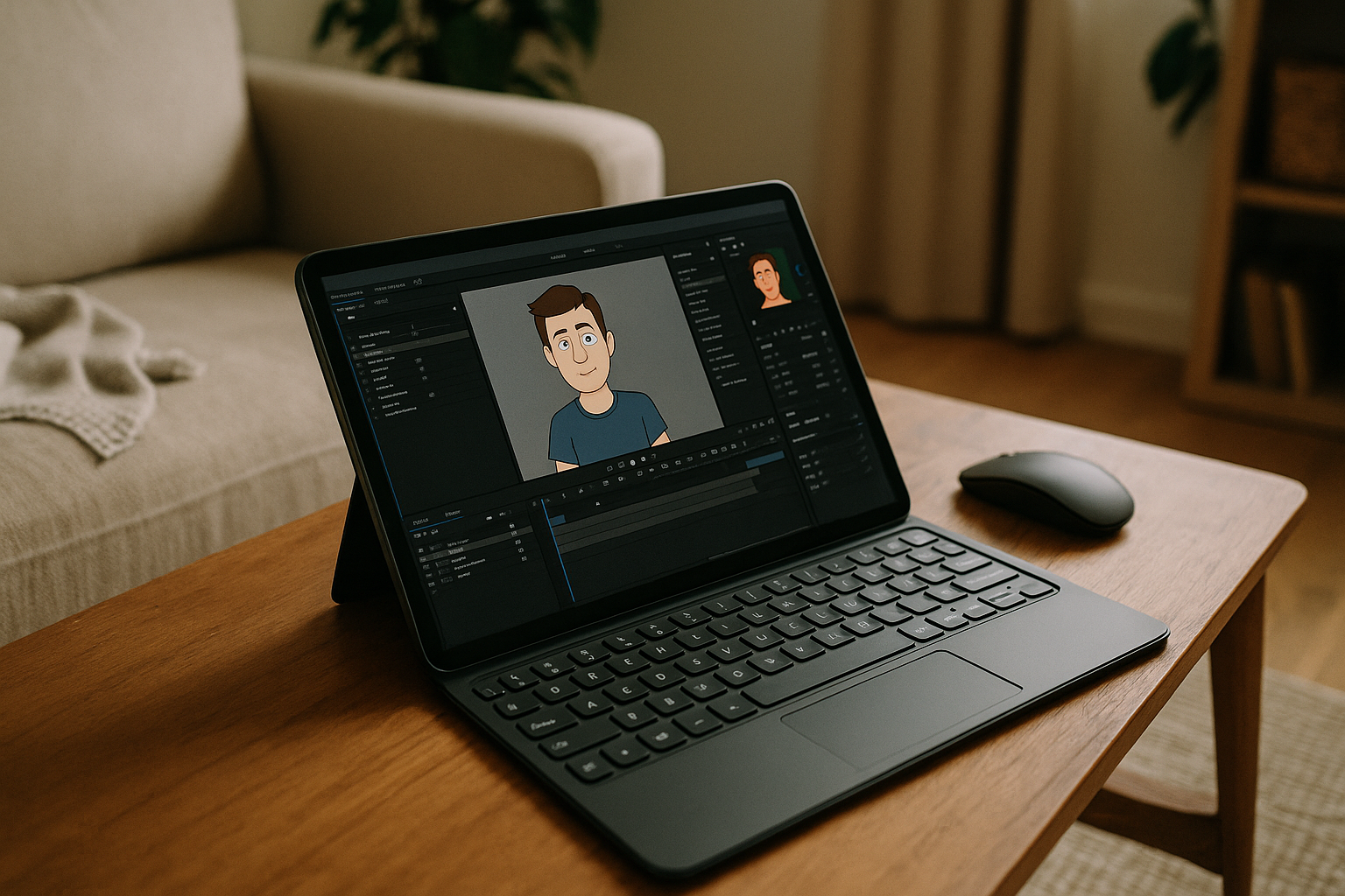 Professional using Character Animator on Linux in a cloud PC workspace